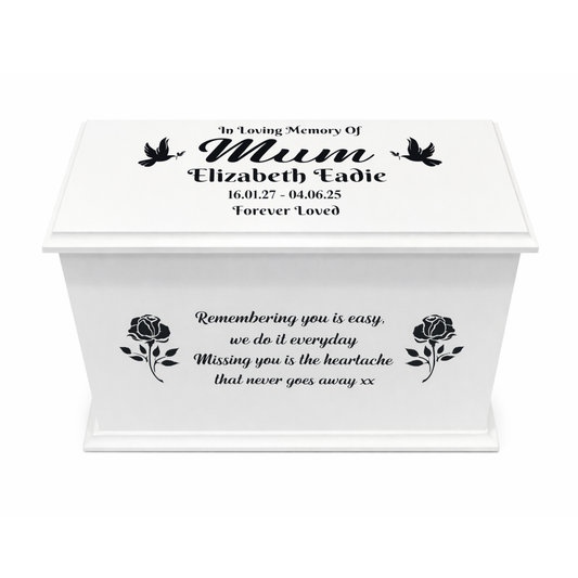 Personalised memorial ashes casket – Mantle – internal clasp – handmade in the UK