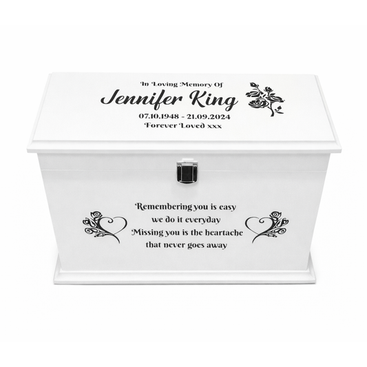 Personalised memorial ashes casket – mantle – external clasp – handmade in the UK 1